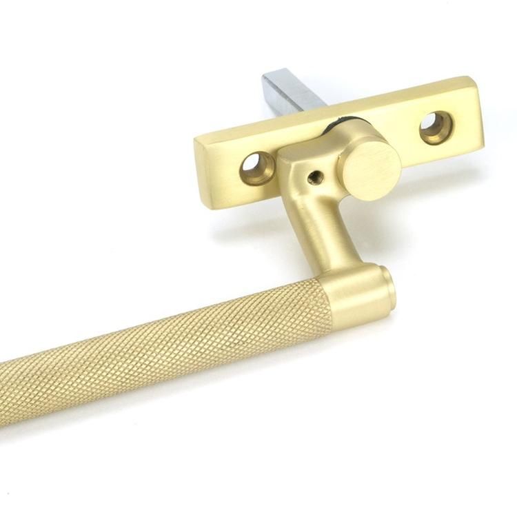 Close-Up of 16mm Satin Brass "Royale" Espagnolette Window Handle - Right Hand