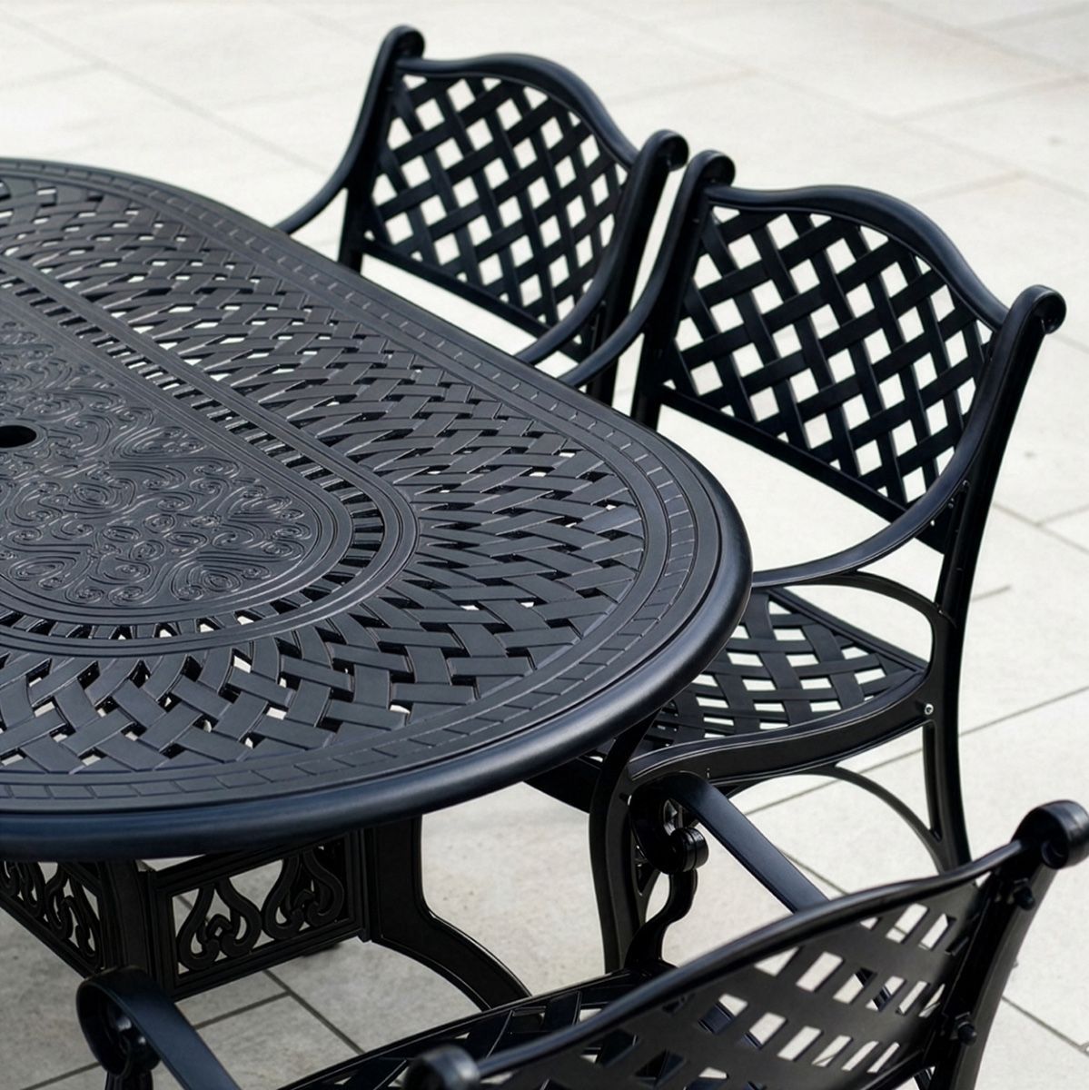 Close-up of the Lattice Pattern on the Back of the Chairs
