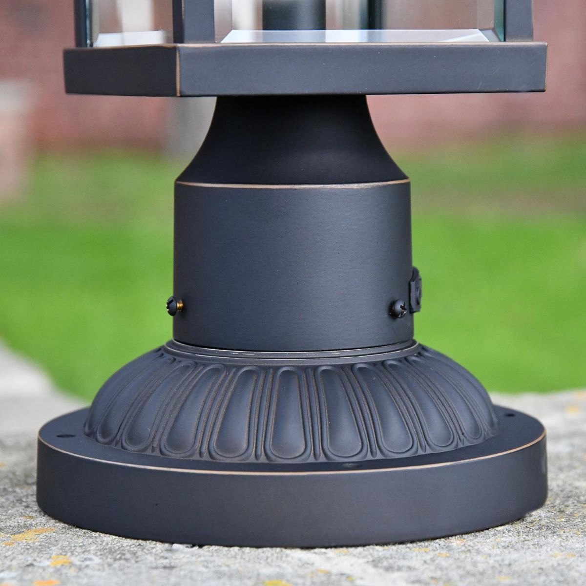 Close-up of the 1920’s Inspired Base on the Pillar Light