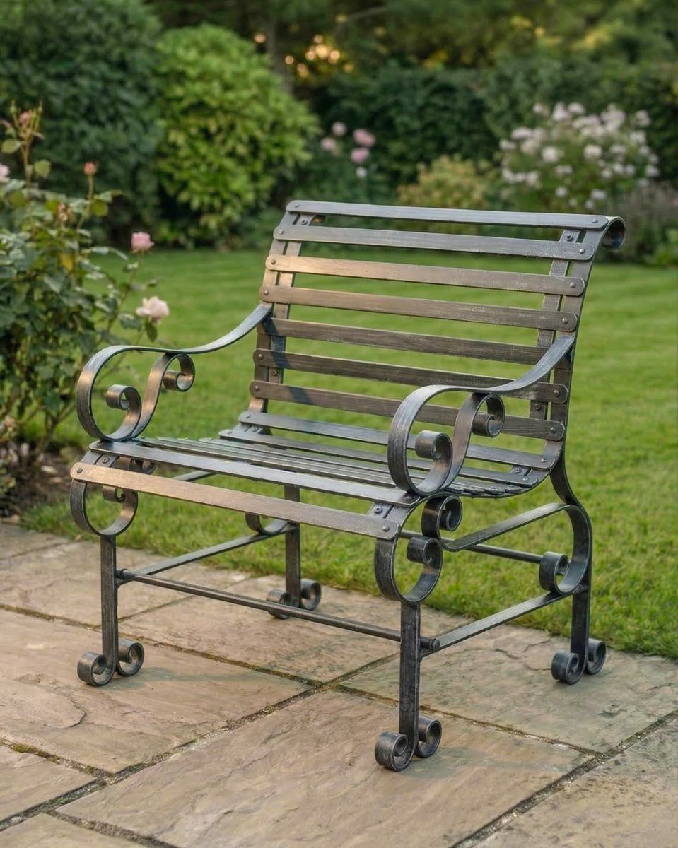 "Chatham" One Seater Park Bench - Black ai illustration