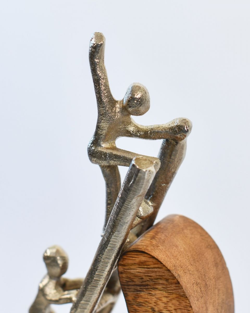 Close up of cast aluminium figure on home decor sculpture