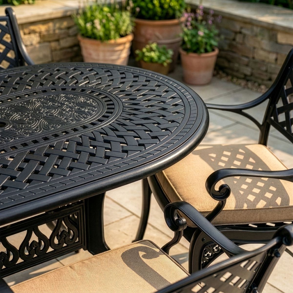 Close-up of the Ornate Pattern on the Top of the Table
