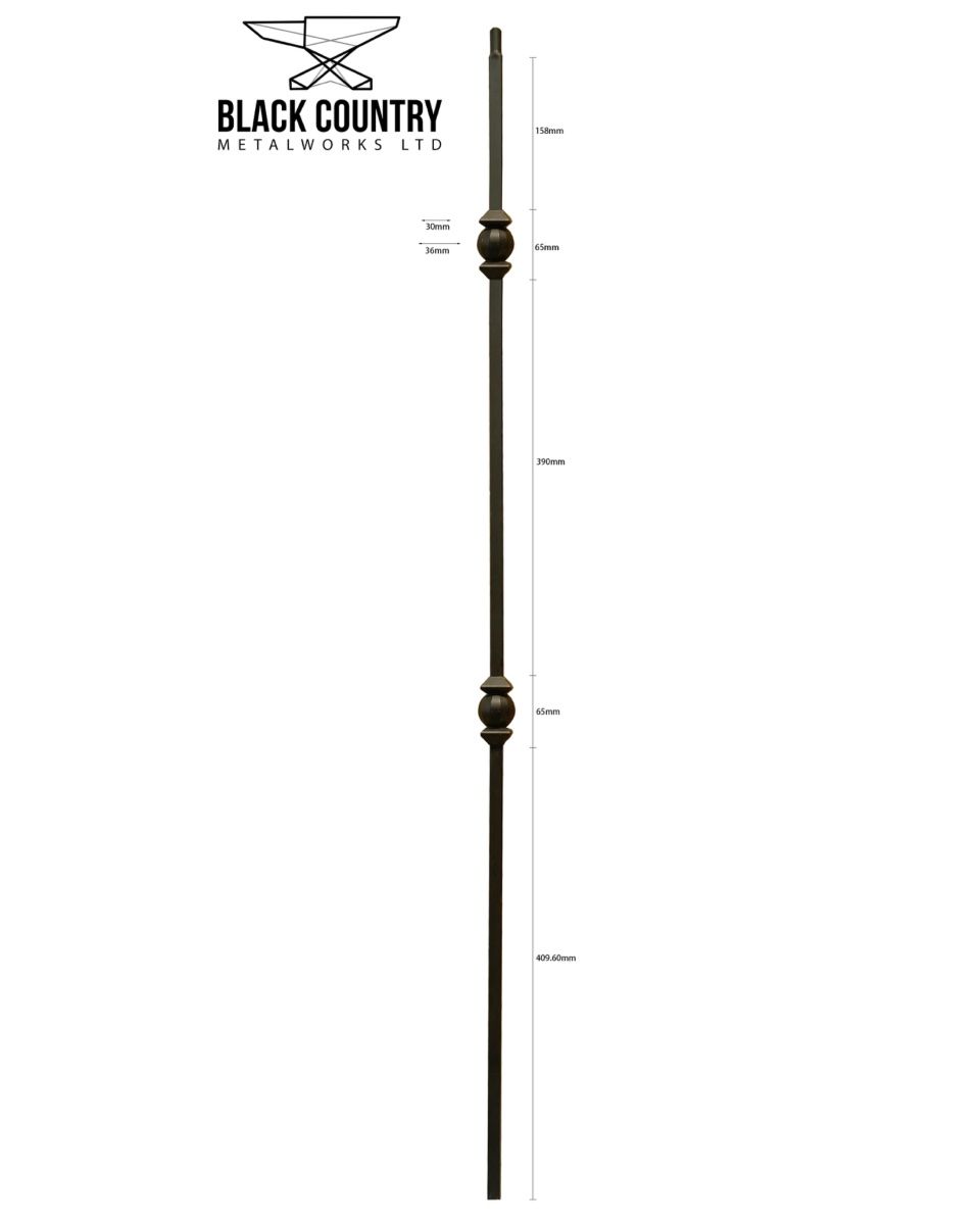 Set of 2 Matte Black "Garthleigh" and "Westford" Steel Stair Spindles - Spindles ONLY - No Brackets Dimensions Set of 2 Matte Black "Garthleigh" and "Westford" Steel Stair Spindles - Spindles ONLY - No Brackets Dimensions