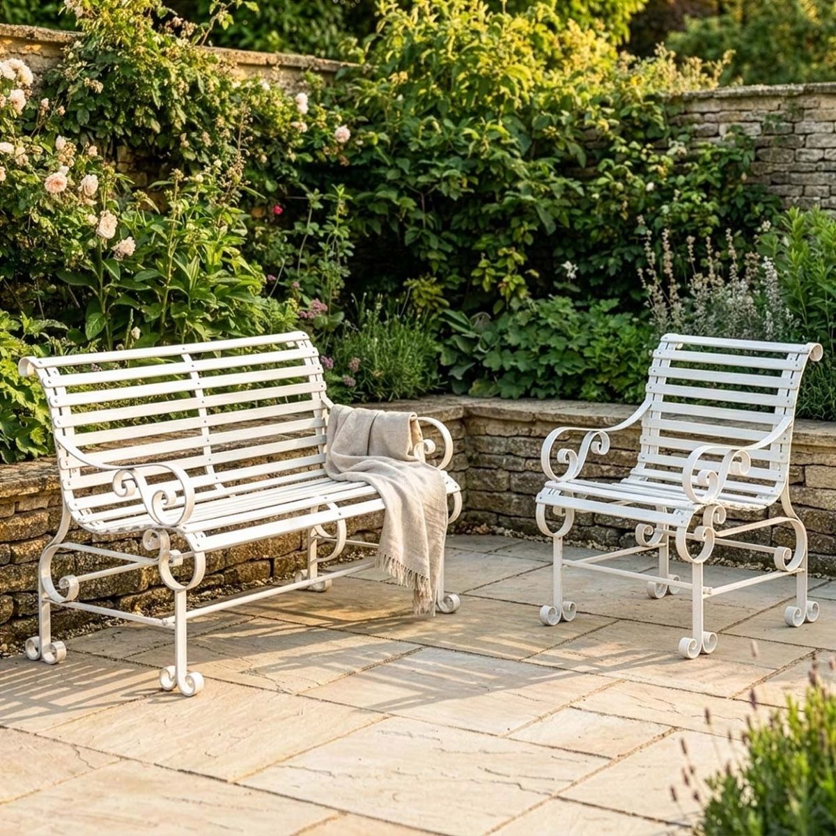 Robust "Chatham" One Seater & Two Seater Park Bench Combo - Cream