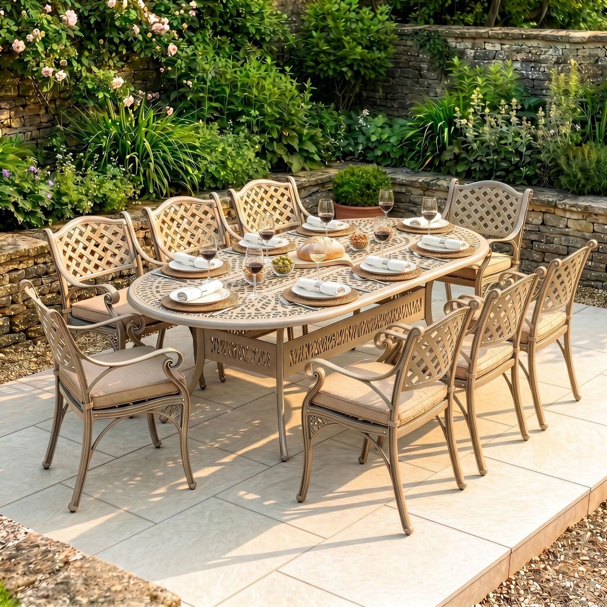 8-Seater Garden Dining Set Digital Illustration Dressed table