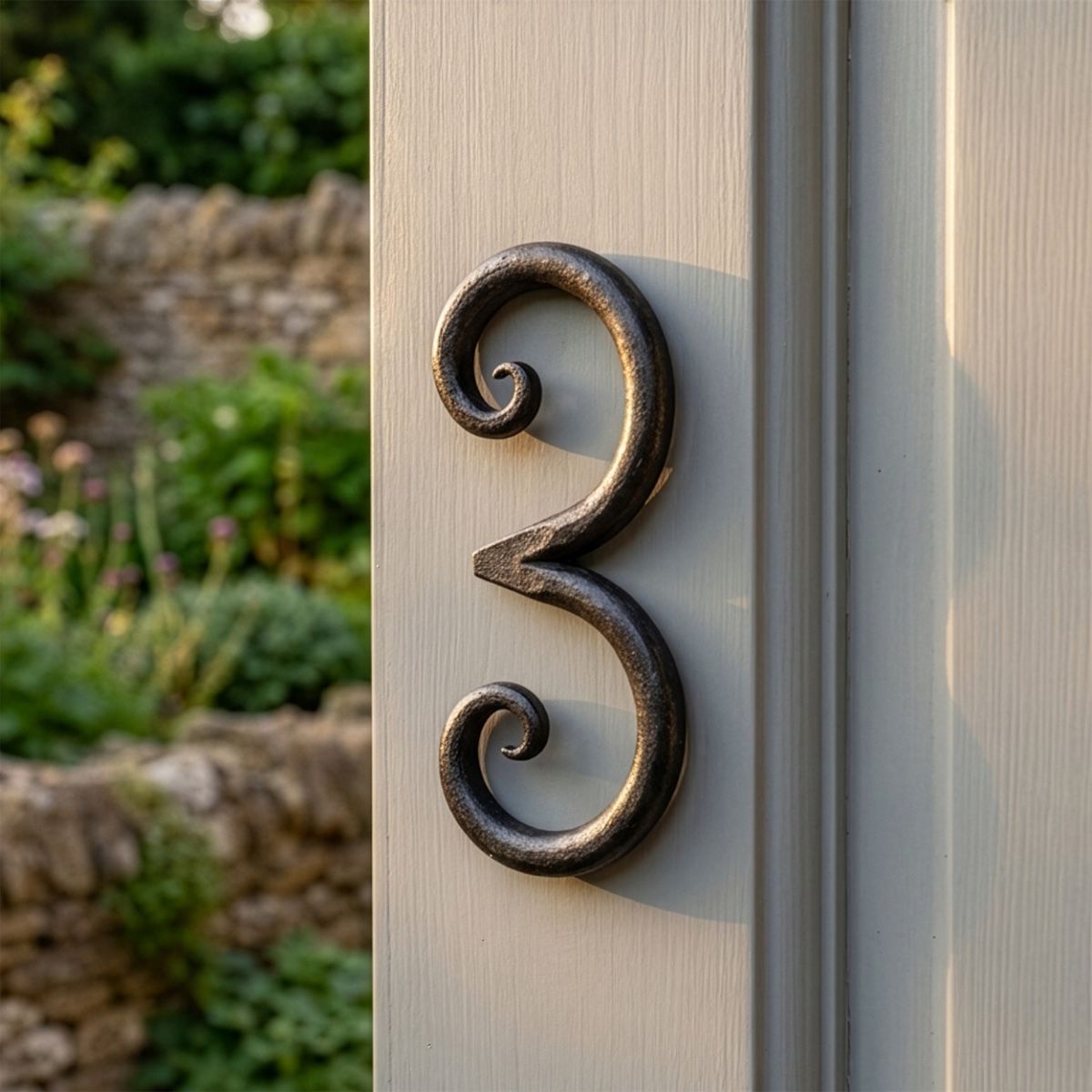 Hand Forged Wrought Iron House Number 3 Digital Illustration