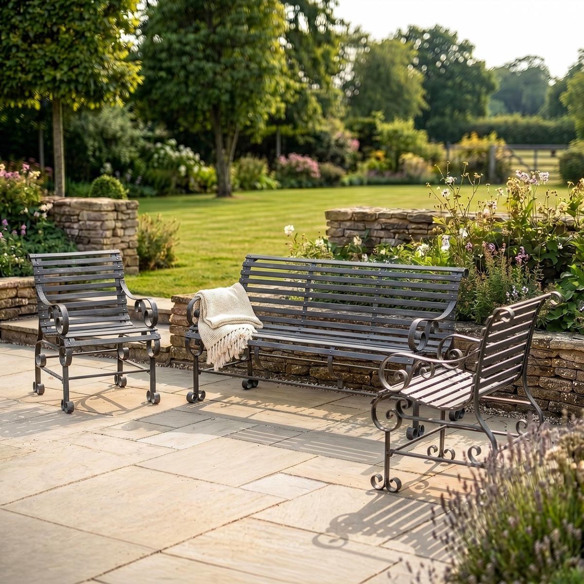 Robust "Chatham" One & Three Seater Park Bench Set - Black