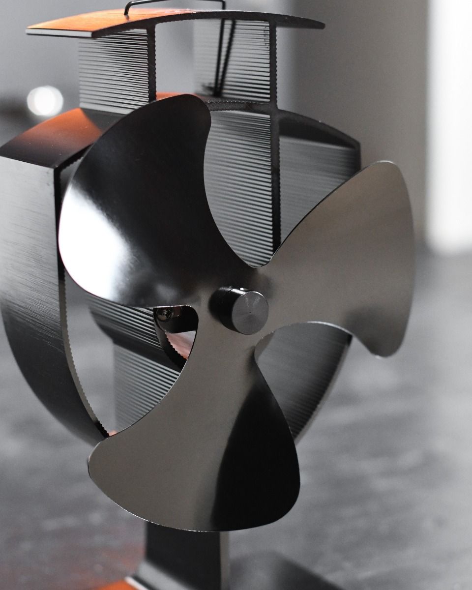 Three Blade Stove Fan close up of blades