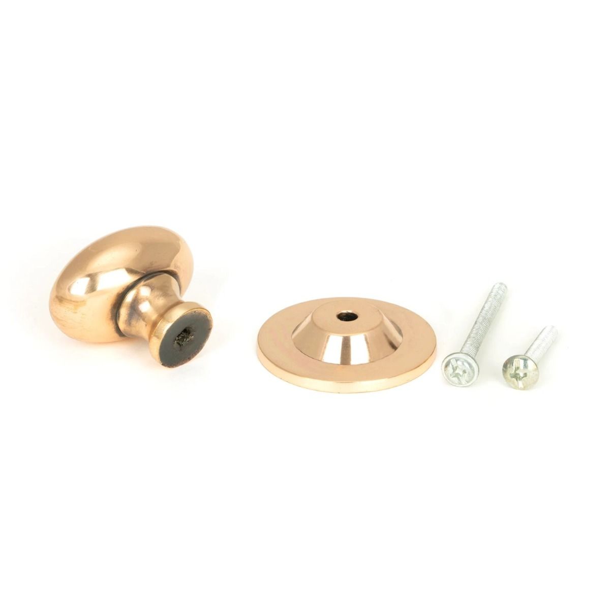 The Polished Bronze 40mm Traditional Oval Cabinet Knob with Bolt Fittings and Rose