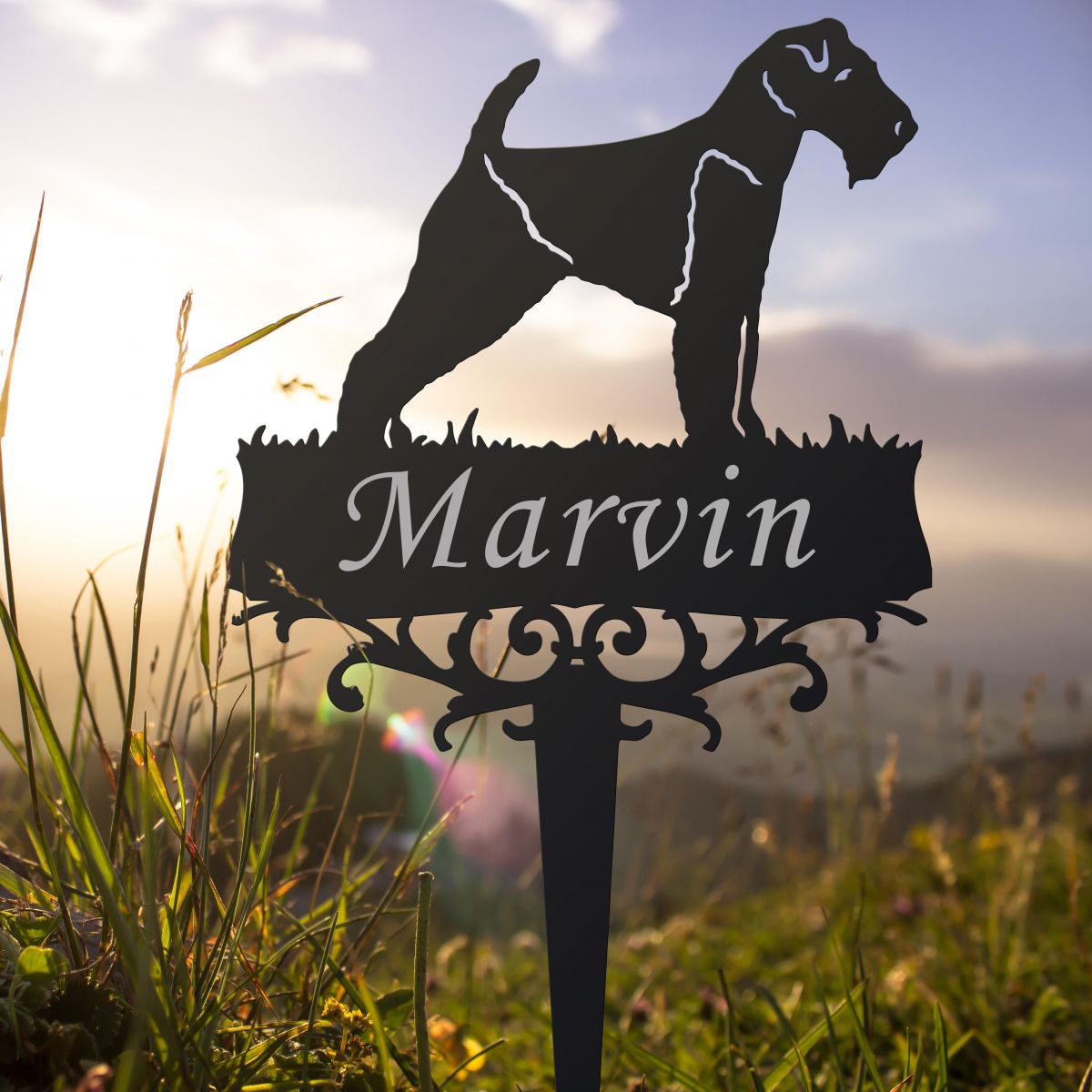 "Welsh Terrier" Memorial Ground Spike in Full 