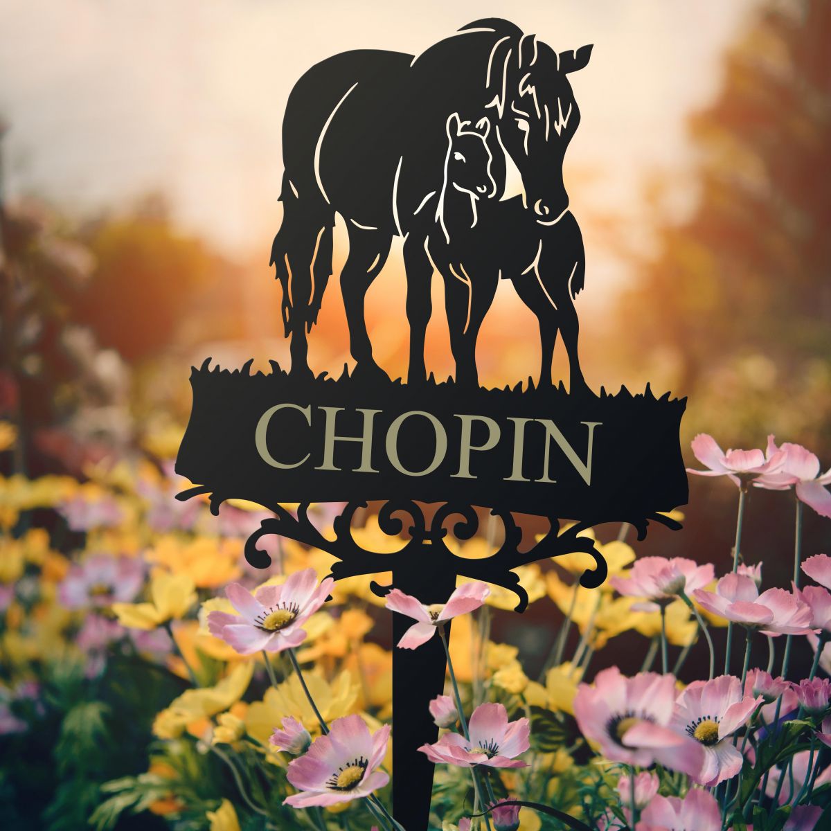 Mare & Foal Memorial Ground Spike in Full 