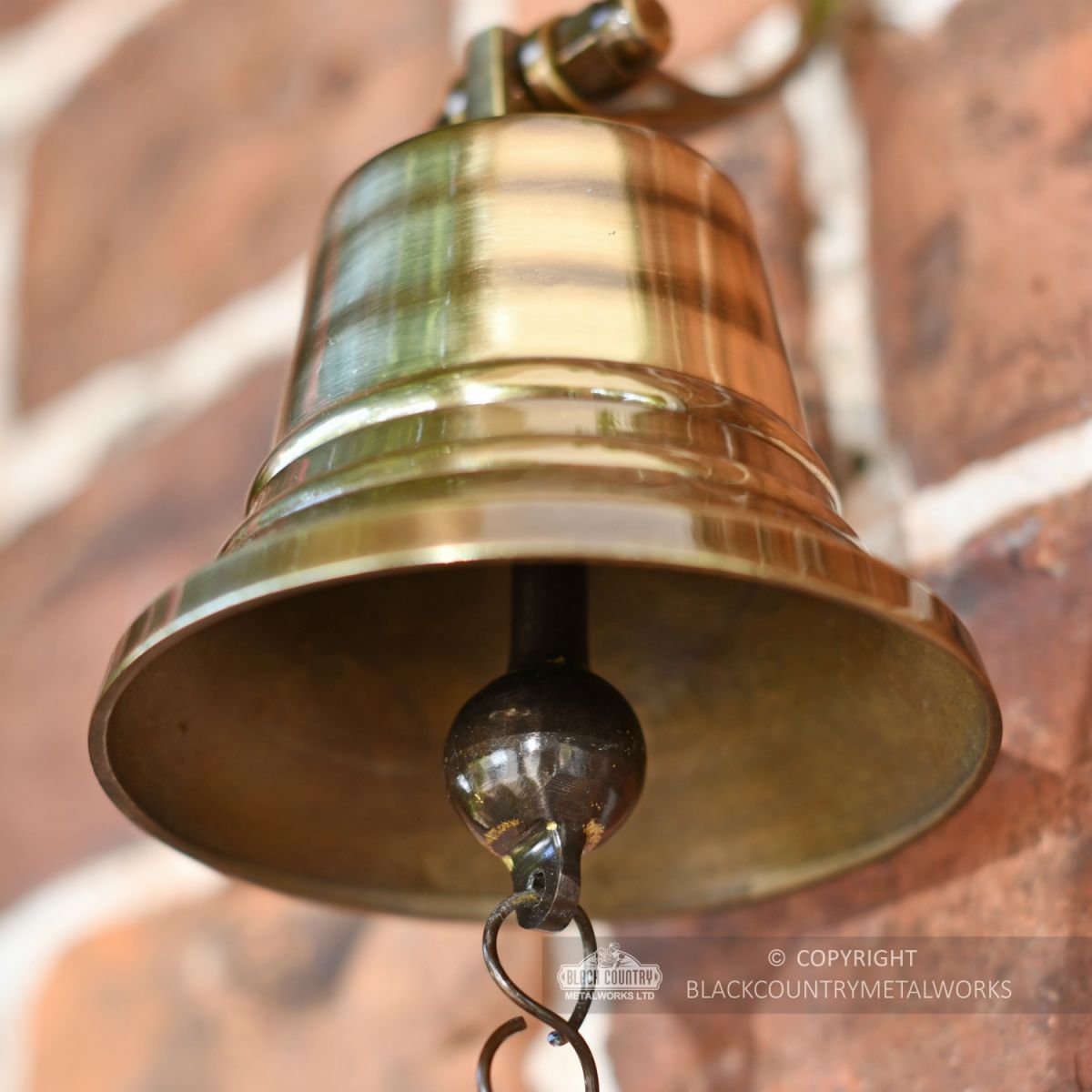 4 Inch Antique Brass Bell with Rope Lanyard Clanger