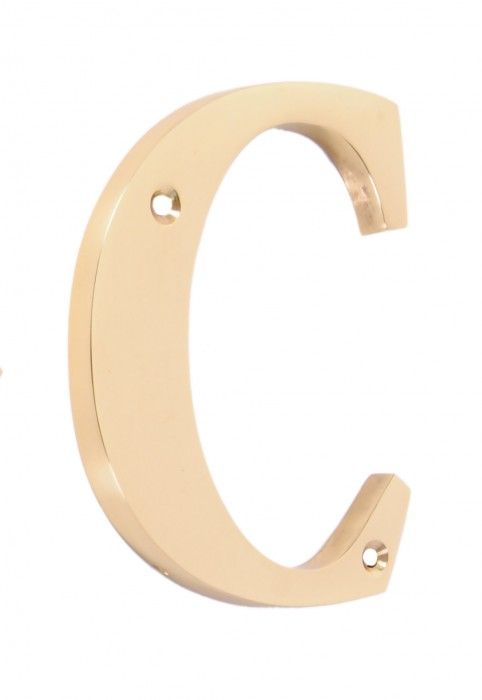 "Rivenelle Alphabets" 4 inch polished brass letters, available in A-C