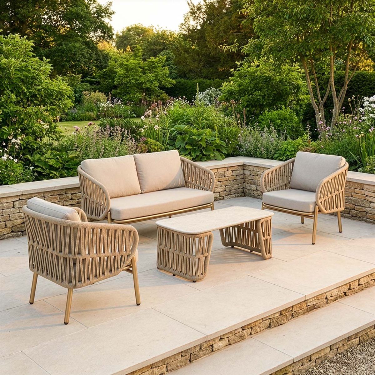 The "Arnold" Rope Garden Lounge Furniture Set Digital Illustration