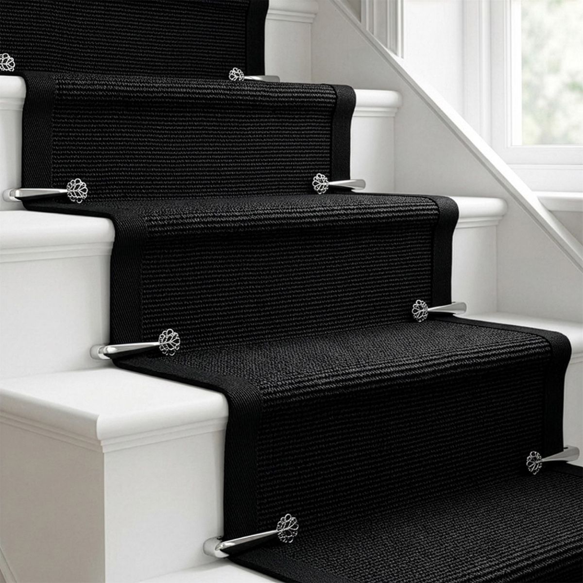 "Audley Hall" Stair Clips in Bright Chrome Digital Illustration Full shot