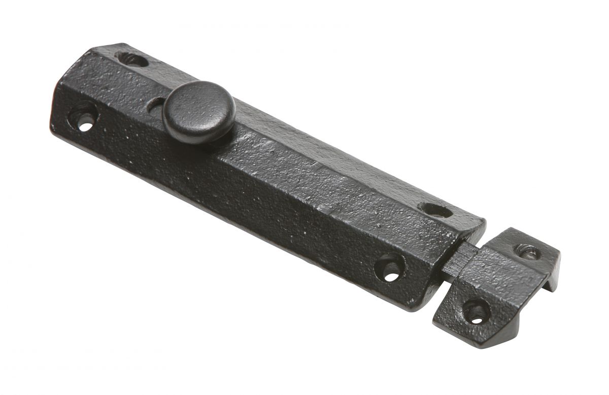 6 Inch Deluxe Heavy Duty Black Iron Door Bolt / Door Slide