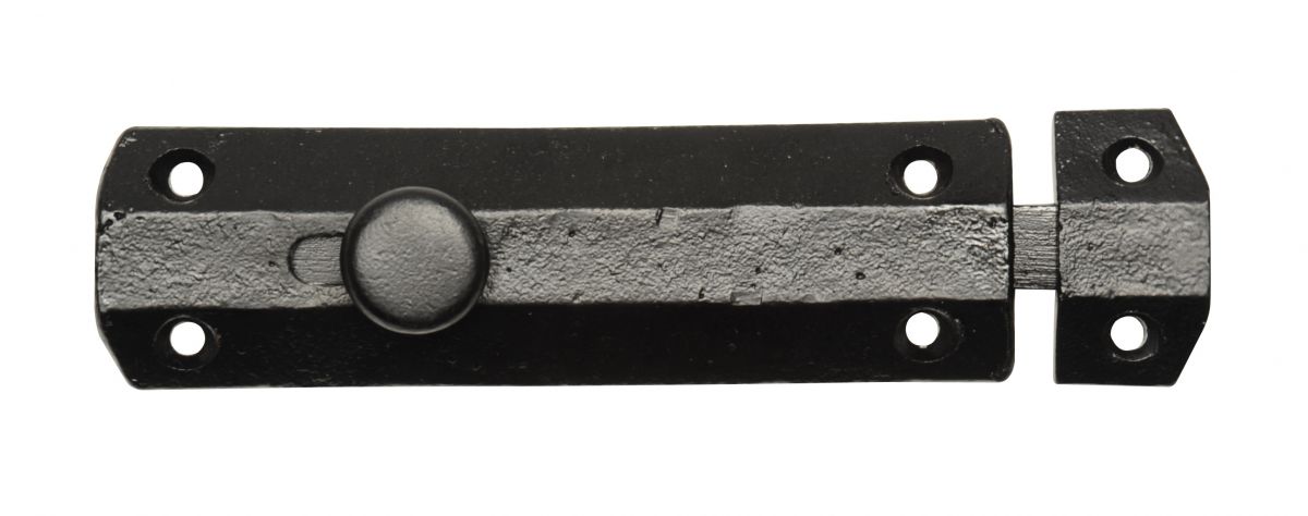 6 Inch Deluxe Heavy Duty Black Iron Door Bolt / Door Slide