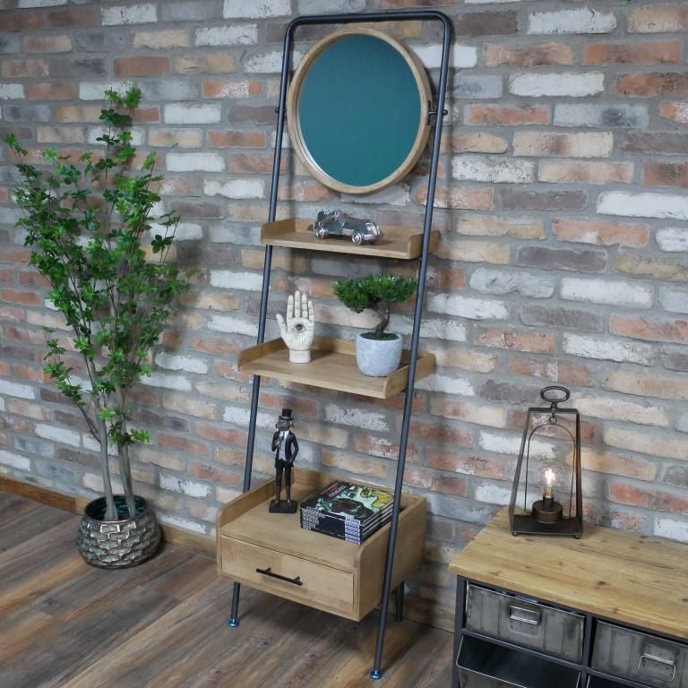 Freestanding Shelving Unit with Mirror Freestanding Shelving Unit with Mirror