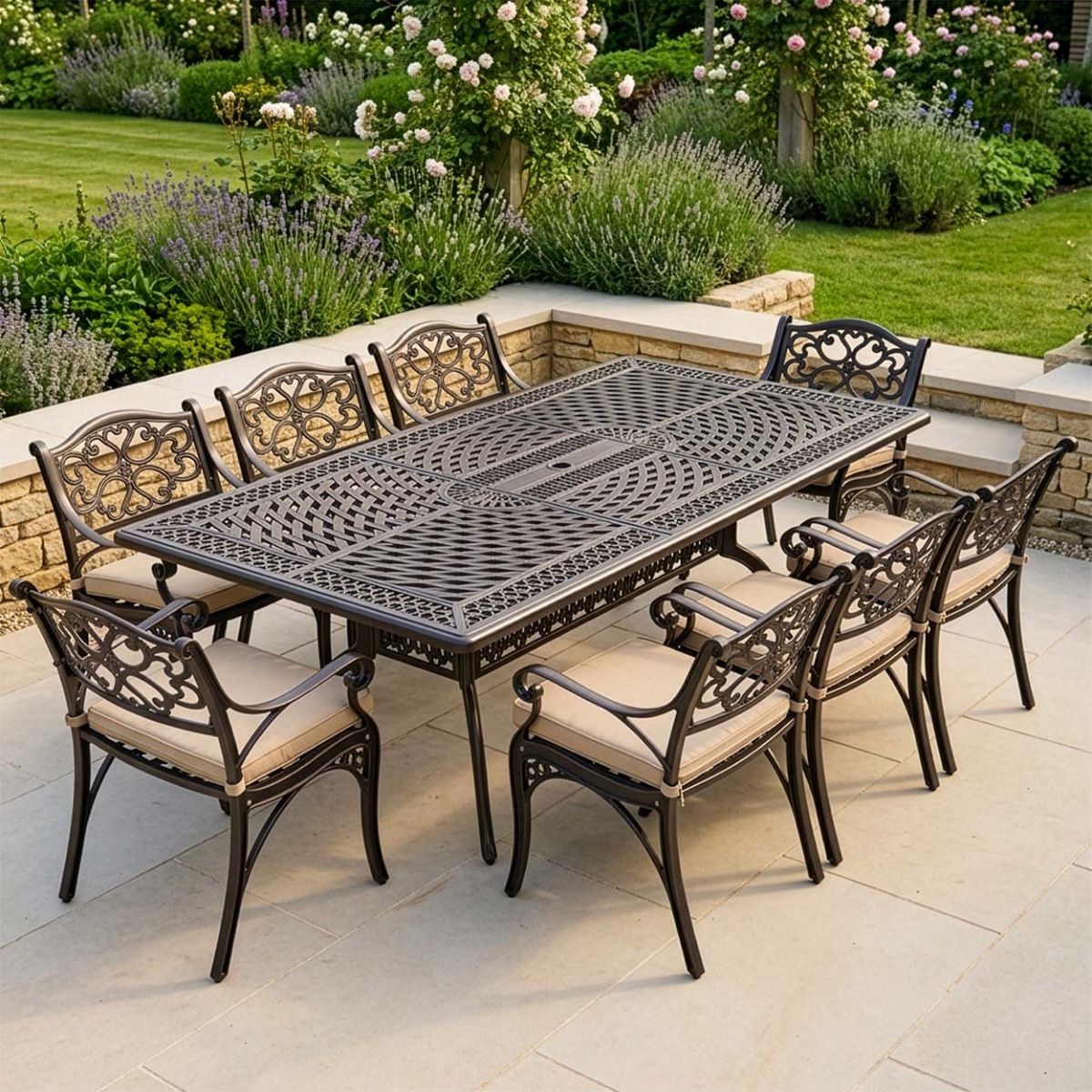 The "Verona " 8-Seater Luxury Garden Dining Set - Antique Copper Digital Illustration