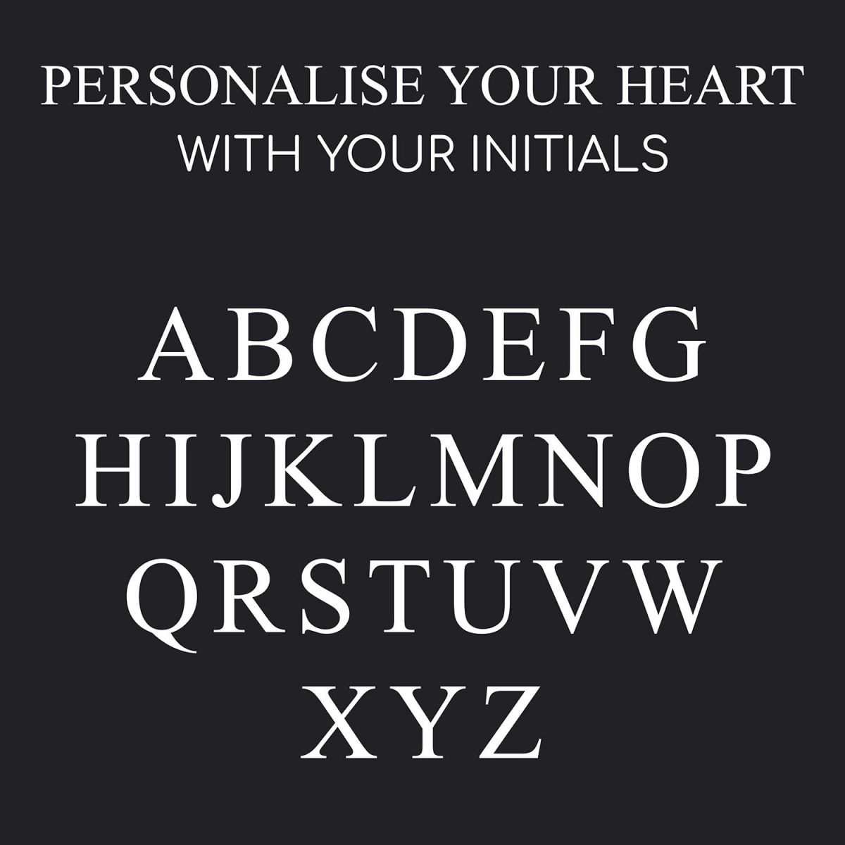 The Font on the 7" Iron Initial Heart