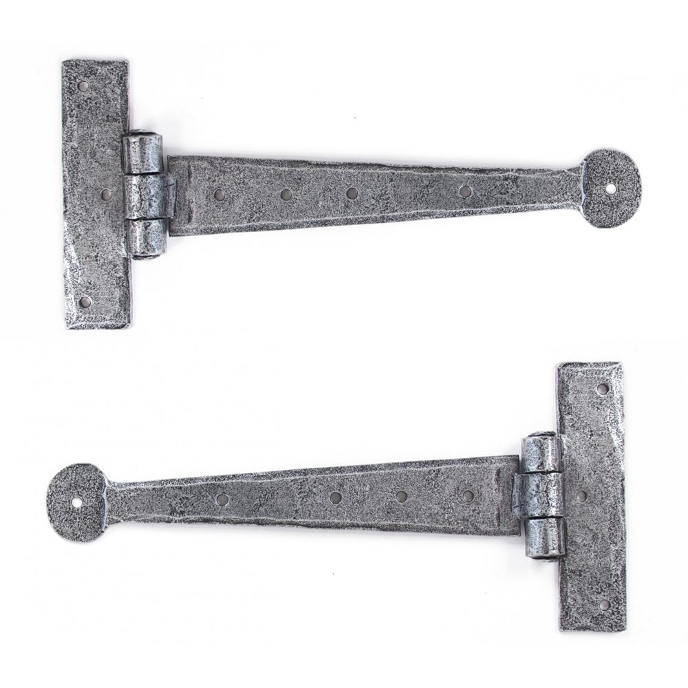 9" Round Ended Pewter Door Hinge Pair