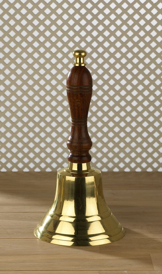 Polished Brass Hand Bell 142mm dia (5.75") - Hardwood Handle Polished Brass Hand Bell 142mm dia (5.75") - Hardwood Handle
