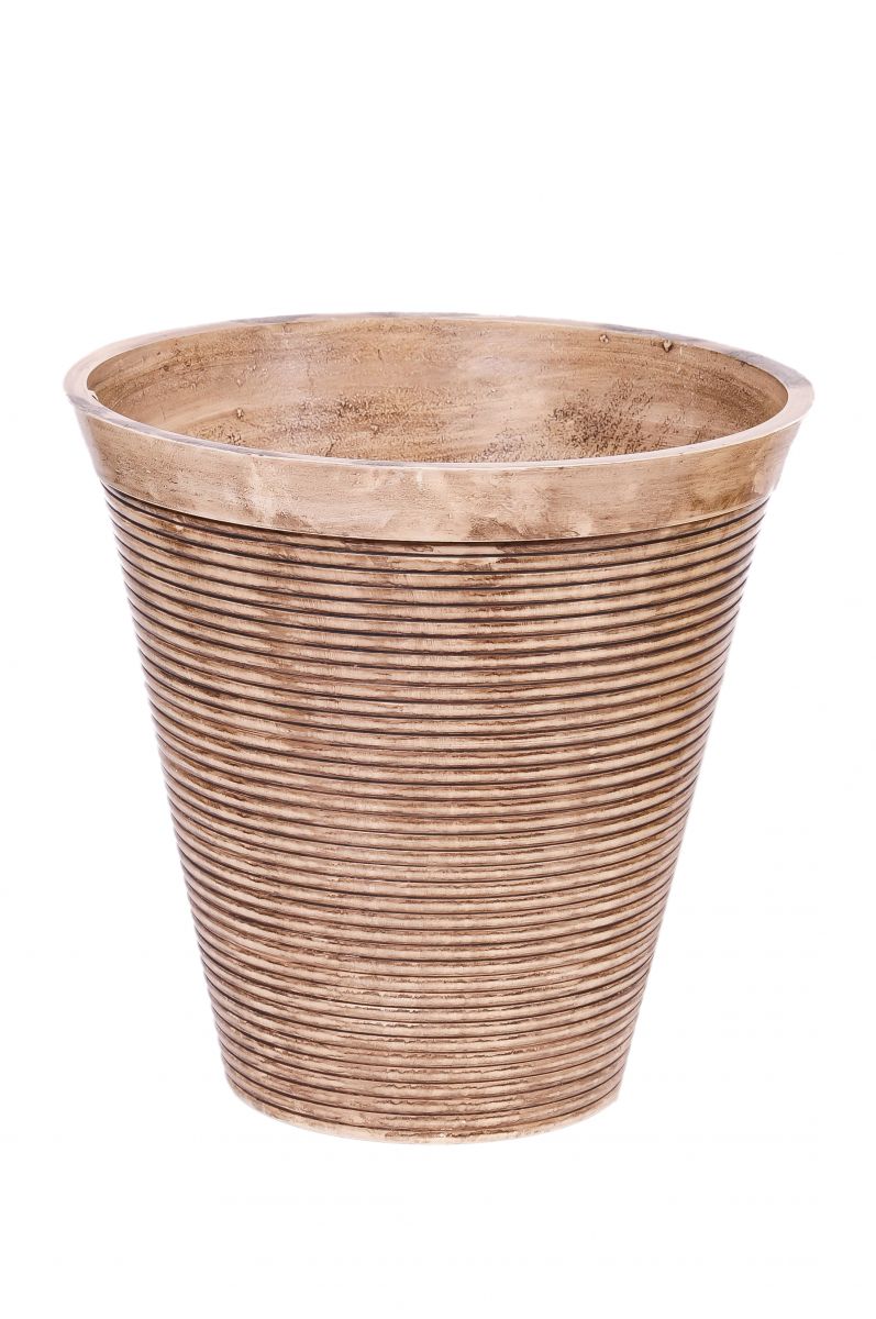 “New Moon Lodge” contemporary aluminium planters finished in "rattan" colour wash
