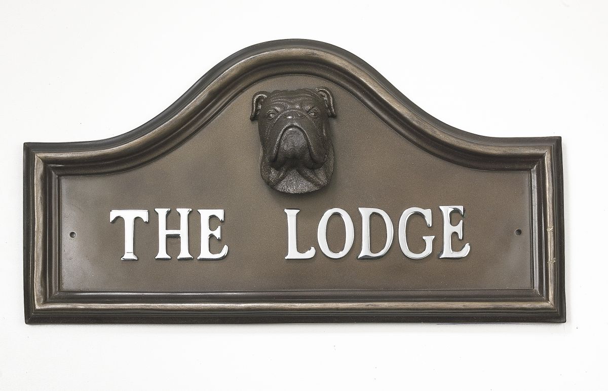 Bulldog house name plaque