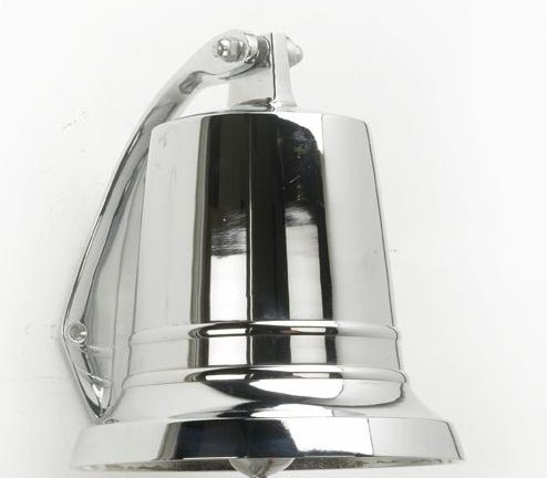  4" Bright Chrome Bell with Rope Lanyard