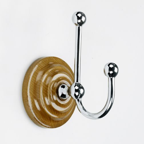 Bright Chrome Hook on wooden backplate