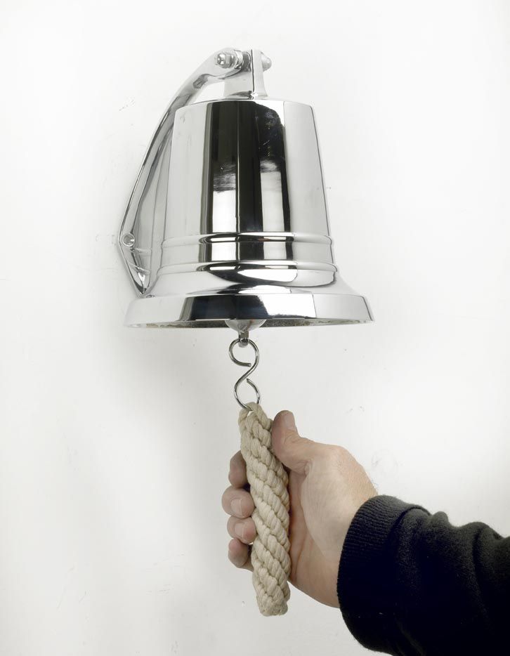 5" Bright Chrome Bell with Rope Lanyard 5" Bright Chrome Bell with Rope Lanyard