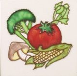 Square Trivet C/W Tomato / Brocolli