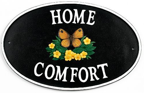 “Orangetip Meadow” butterfly cast iron effect house name sign