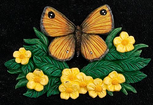 “Orangetip Meadow” butterfly cast iron effect house name sign