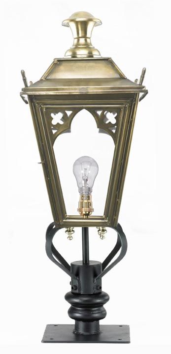 Brass Gothic Pillar Light and Lantern Set 71cm