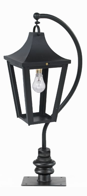 Swan Neck Pillar & Lantern in Black