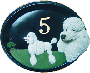 House Number - Hand Painted - Poodle - House Sign House Number - Hand Painted - Poodle - House Sign
