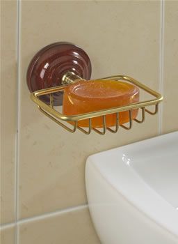 Rosewood Effect Soap Basket brass