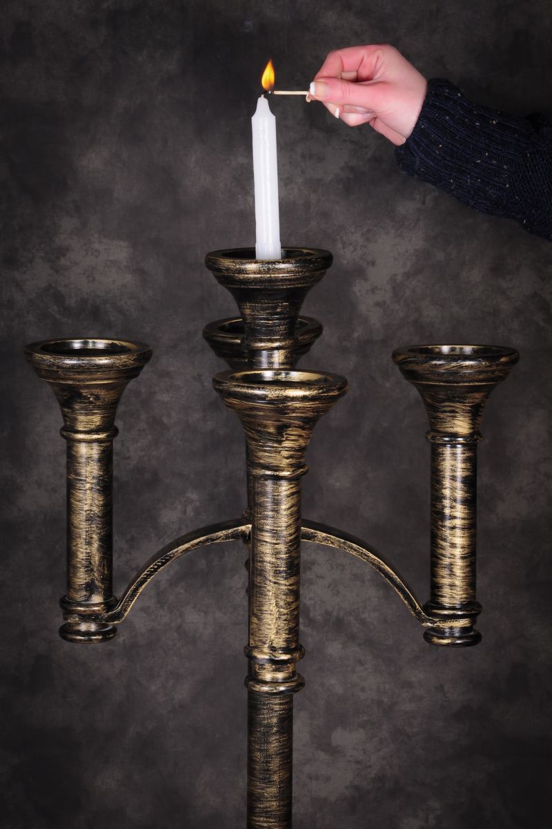 "Royal Ettingham" Gothic Style Candelabra Gold and Black "Royal Ettingham" Gothic Style Candelabra Gold and Black