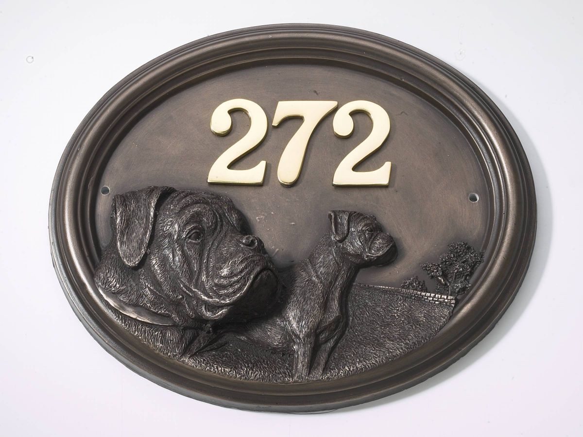 House Sign - Bronze Finish - Boxer Dog