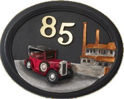 Hand Painted Tin Lizzy Vintage Car House Sign