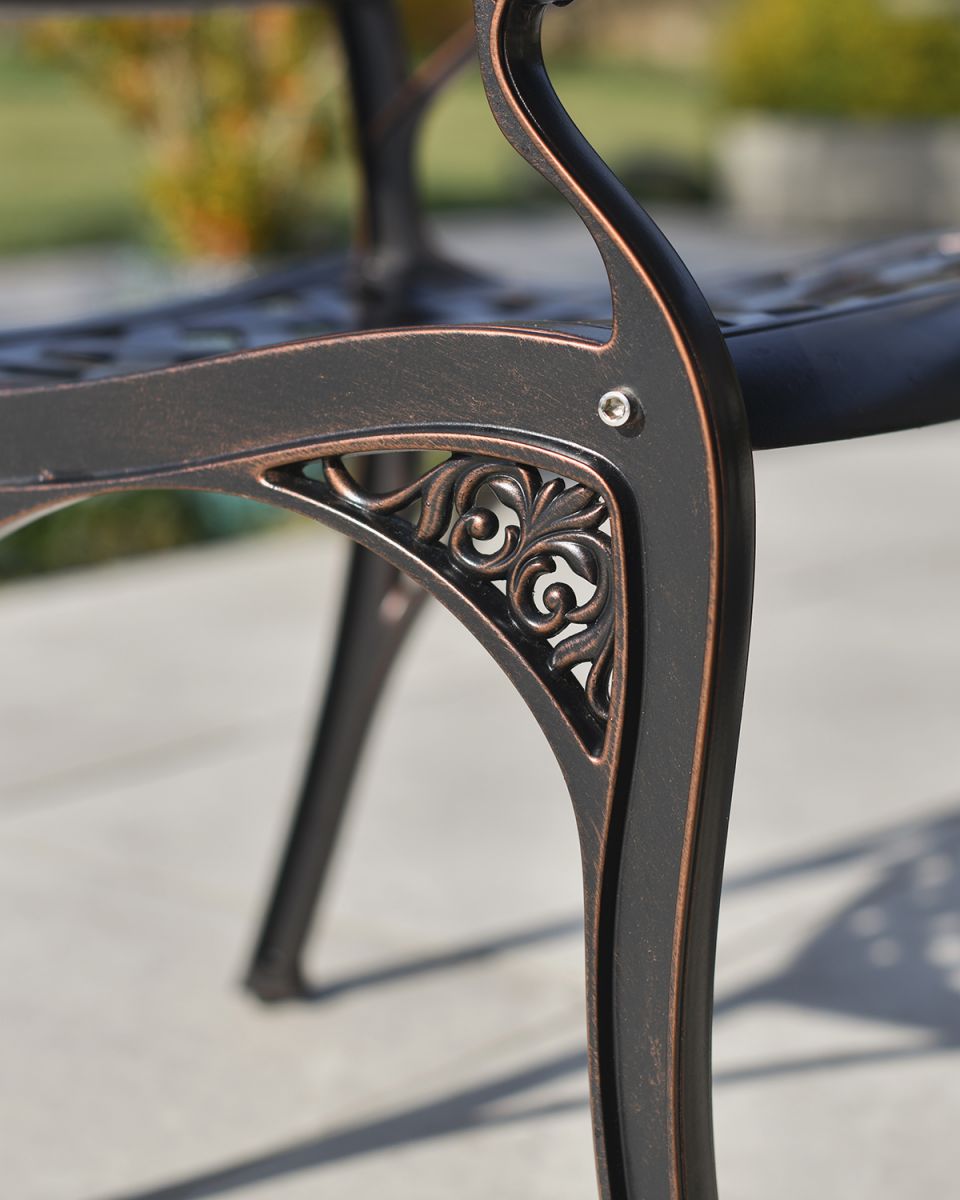 Antique Bronze Finish on the Legs of the Chairs Antique Bronze Finish on the Legs of the Chairs