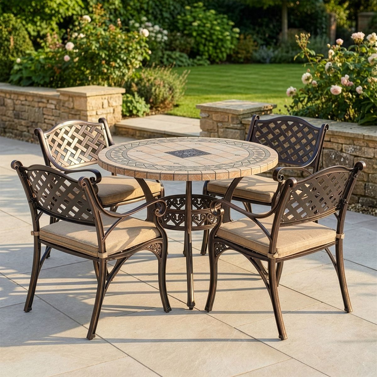 "Abberton" Antique Copper Four Seater Outdoor Dining Set digital illustration