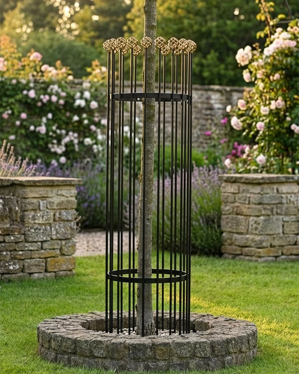 "Achilles" Black and Gold Heavy Duty Iron Tree Guard