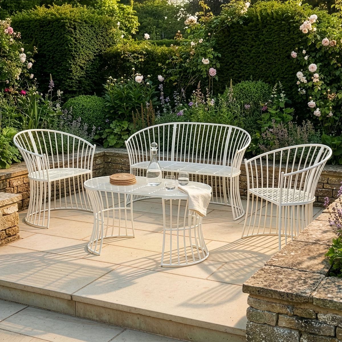 "Avery" Cream Garden Furniture Set digital illustration dressed table