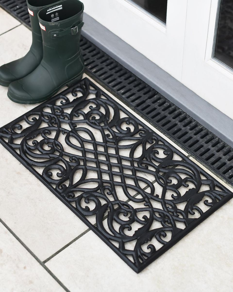 "Bampton" Cast Iron Black Doormat in Situ by the Front Door