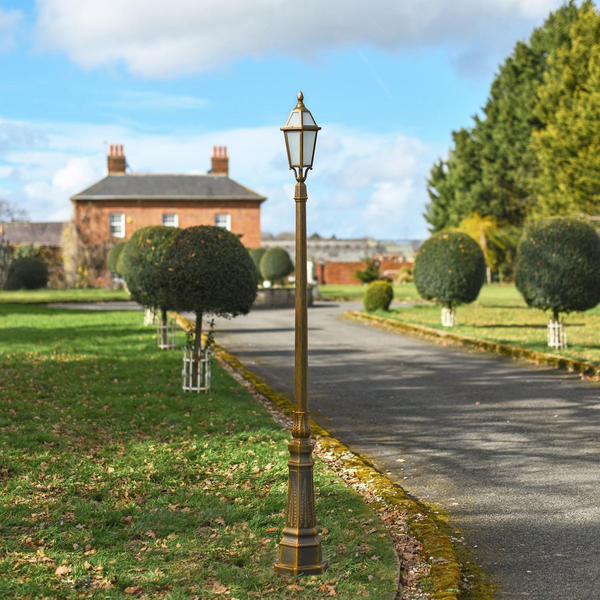 "Beaumont" 2.3m Antique Bronze Traditional Lamp Post in Situ