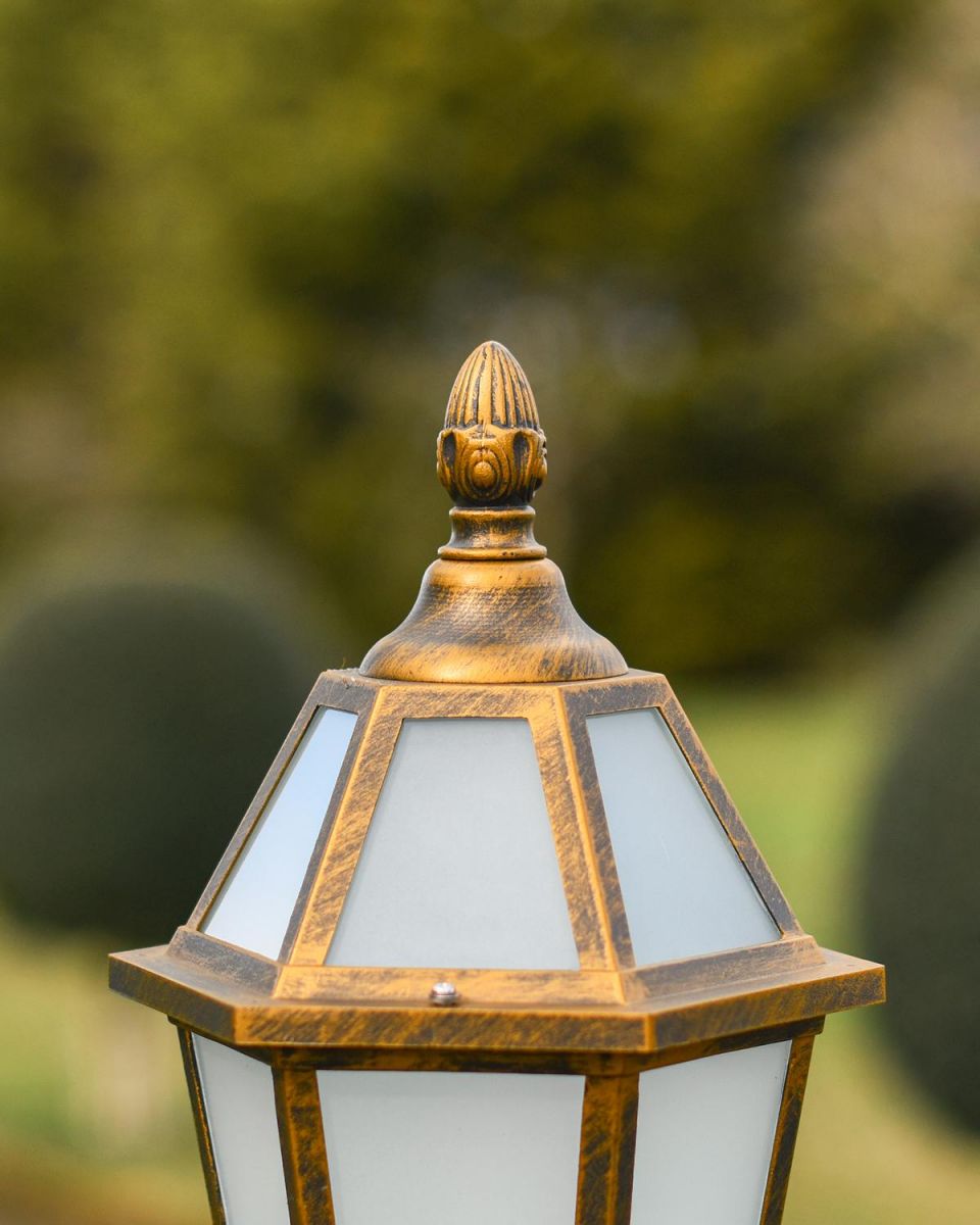 Brushed Bronze Finish with Frosted Glass on the Lantern