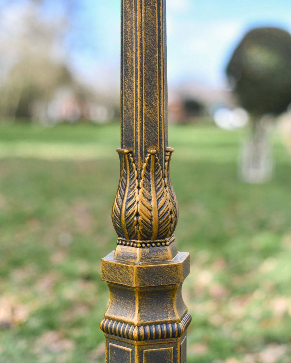 Close-up of the Antique Bronze Finish on the Post of the Lamp Post