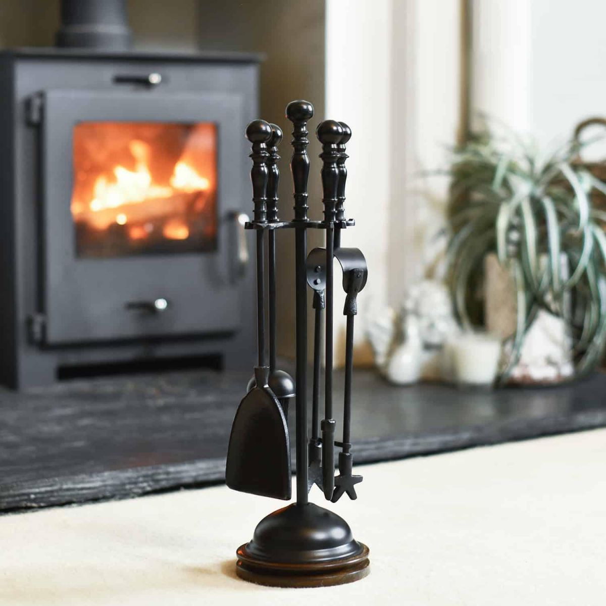 "Blakeden Hall" Black & Wooden Companion Set - 51cm